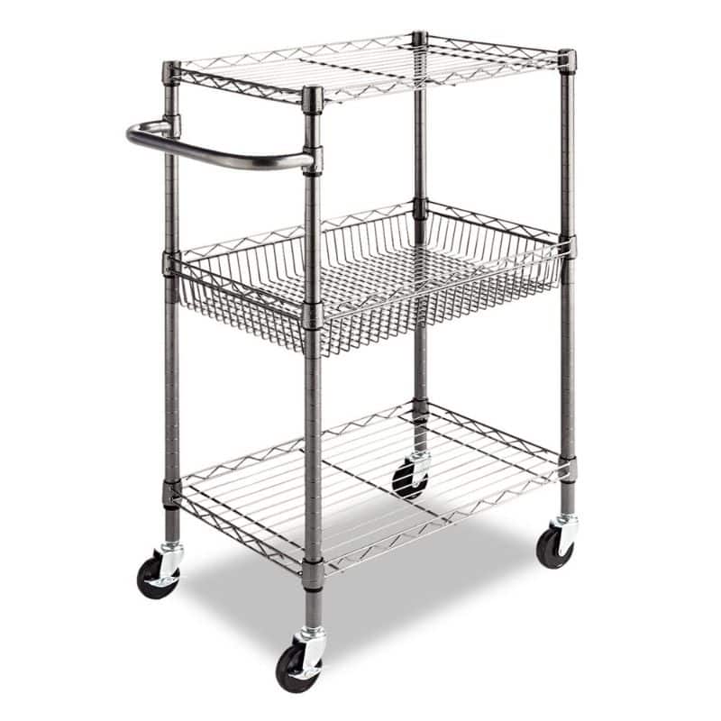3-Tier Metal Kitchen Cart / Utility Cart with Adjustable Shelves and Casters - 28" x 16" x 39" inches