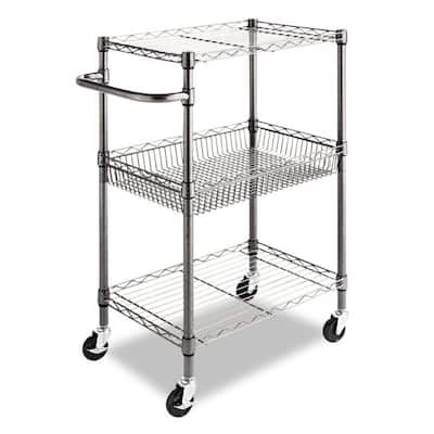 3-Tier Metal Kitchen Cart / Utility Cart with Adjustable Shelves and Casters - 28" x 16" x 39" inches