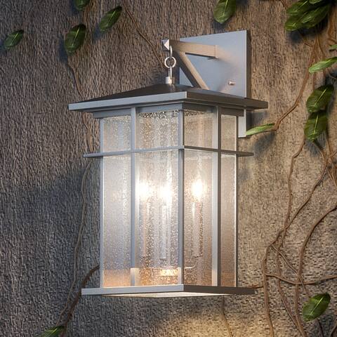 Luxury Craftsman Wall Sconce, 17"H x 9"W, with Coastal Style, Burnished Aluminum, by Urban Ambiance