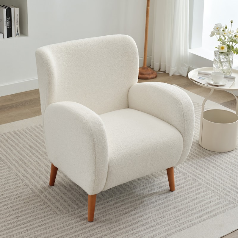Soft fabric lounge chair with solid wood legs