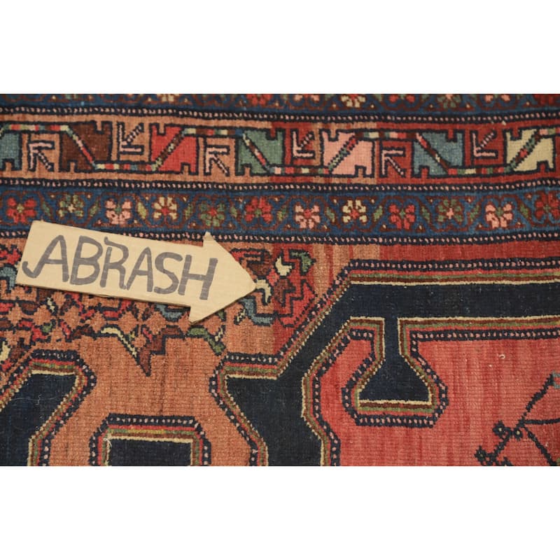 Hand Knotted Oriental 100% Wool Carpet Traditional Medallion Navy Blue & Blues Malayer Area Rug - 6' 8'' X 4' 2''
