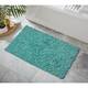 Home Weavers Bellflower Collection Absorbent Cotton Machine Washable Bath Rug - Turquoise