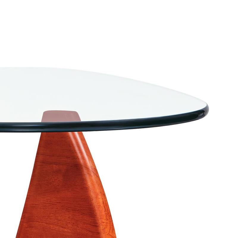 Triangle Glass Coffee Table with Solid Wood Base for Living Room