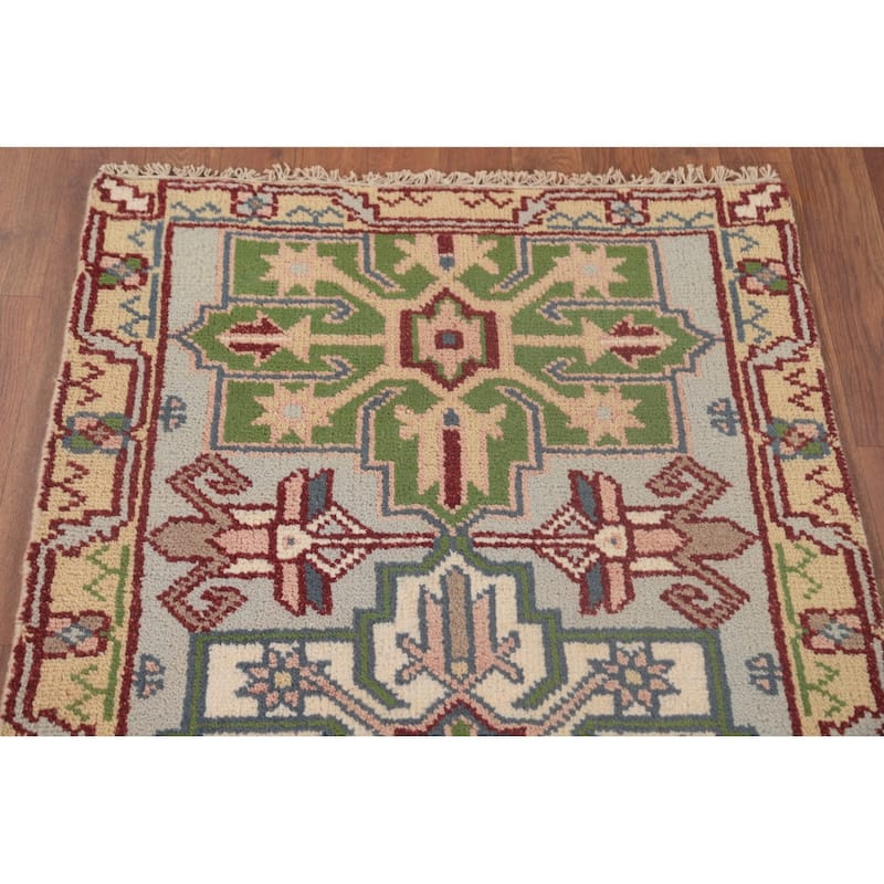 Traditional Heriz Serapi Runner Rug Hand-Knotted Wool Carpet - 2'7"x 8'1"