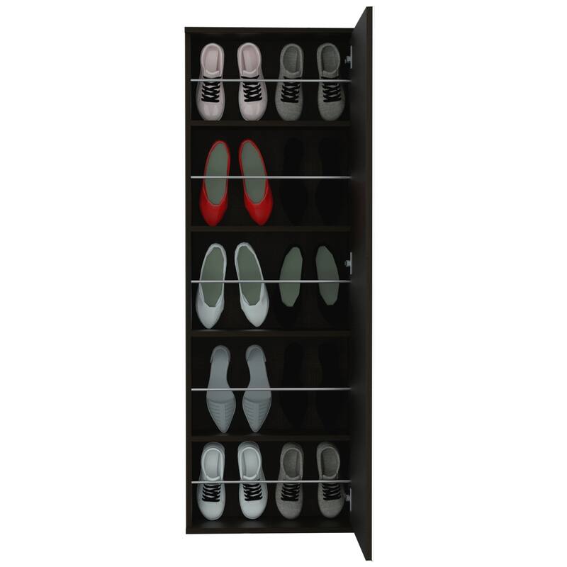 Leto Wall Mounted Shoe Rack With Mirror - N/A