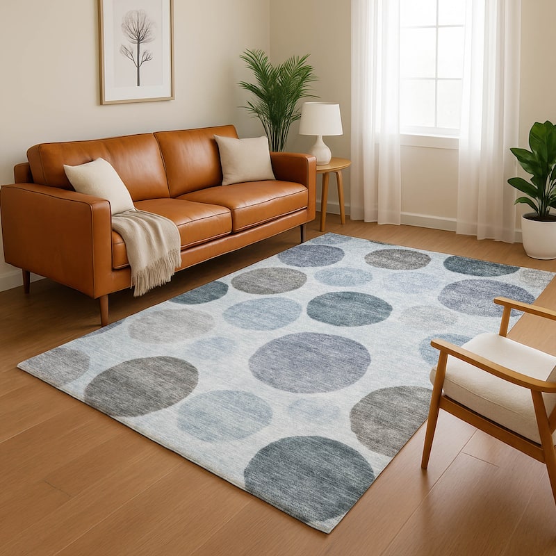 Premium Washable Super Soft Modern Bubbles Mayfield Rug - Blue - 9' x 12'