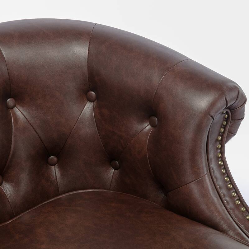 Cleveland Button Tufted Brown Faux Leather Accent Chair by Greyson Living