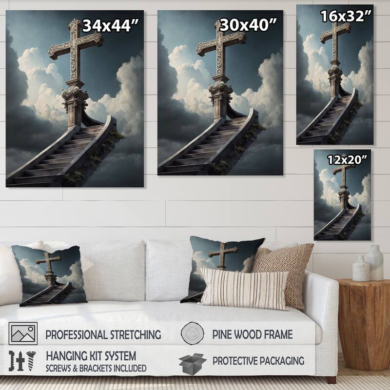 Designart 'Stairway To Nowhere' Spiritual Canvas Wall Art