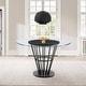 preview thumbnail 1 of 28, Veronica 48 inch Glass and Walnut Wood Round Dining Table with Metal Base Black