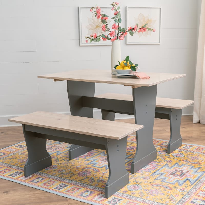 Tobin Grey Maple Table Bench 3PC Set - 41.73"W x 27.17"D x 29.61"H