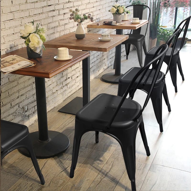 Metal Dining Chairs Set of 4, Stackable Restaurant Classic Trattoria Chairs, Modern Bar Chairs for Dining Room Patio Outdoor