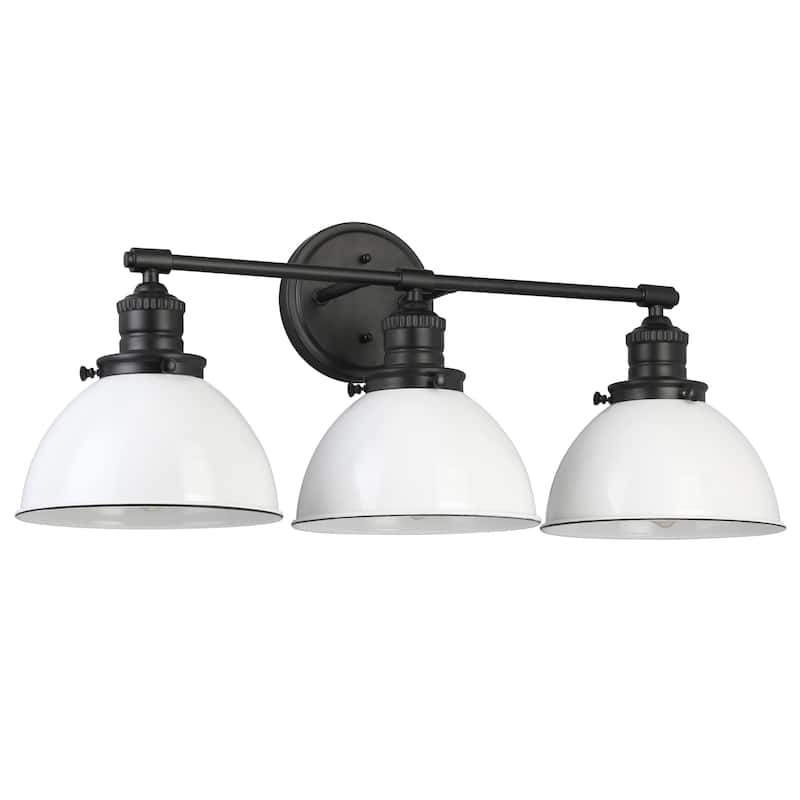 Savannah Matte Black Dimmable 3-Light Vanity Light - Matte Black/White