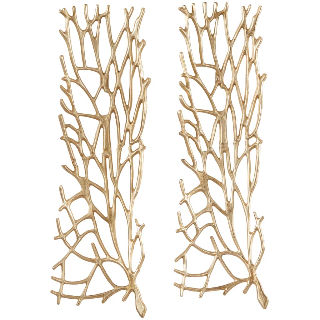 Aluminum Metal Coral Inspired Wall Decor - Set of 2 Gold or Silver - Roche River Decor