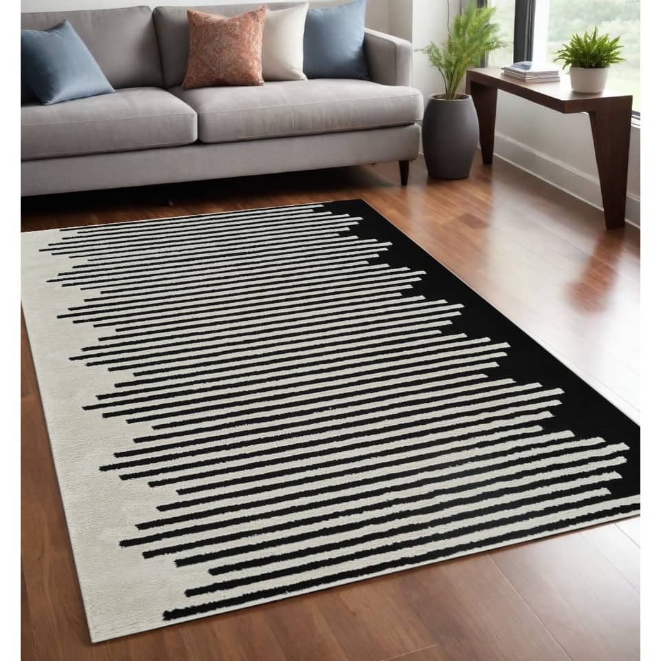 Bexo Abstract Modern Stain Resistant Woven Soft Area Rug By HomeRoots - 63.52' X '63.52' X '0.75
