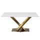 preview thumbnail 65 of 75, Voren Modern Rectangular Dining Table, Sintered Stone/Tempered Glass Top & Stainless Steel Gold Finish Pedestal Base