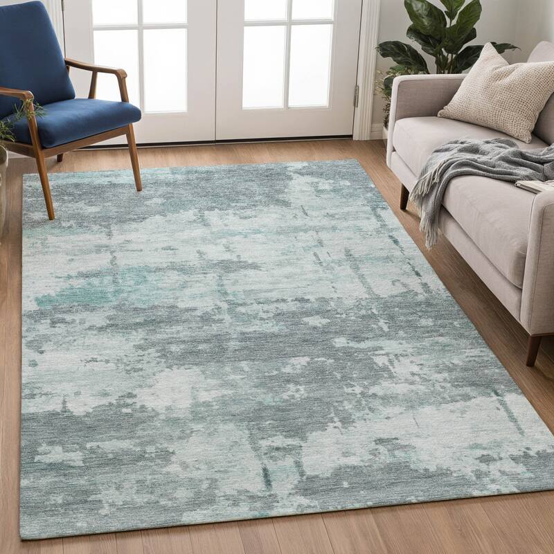 Machine Washable Indoor/ Outdoor Crouppen Modern Chantille Rug
