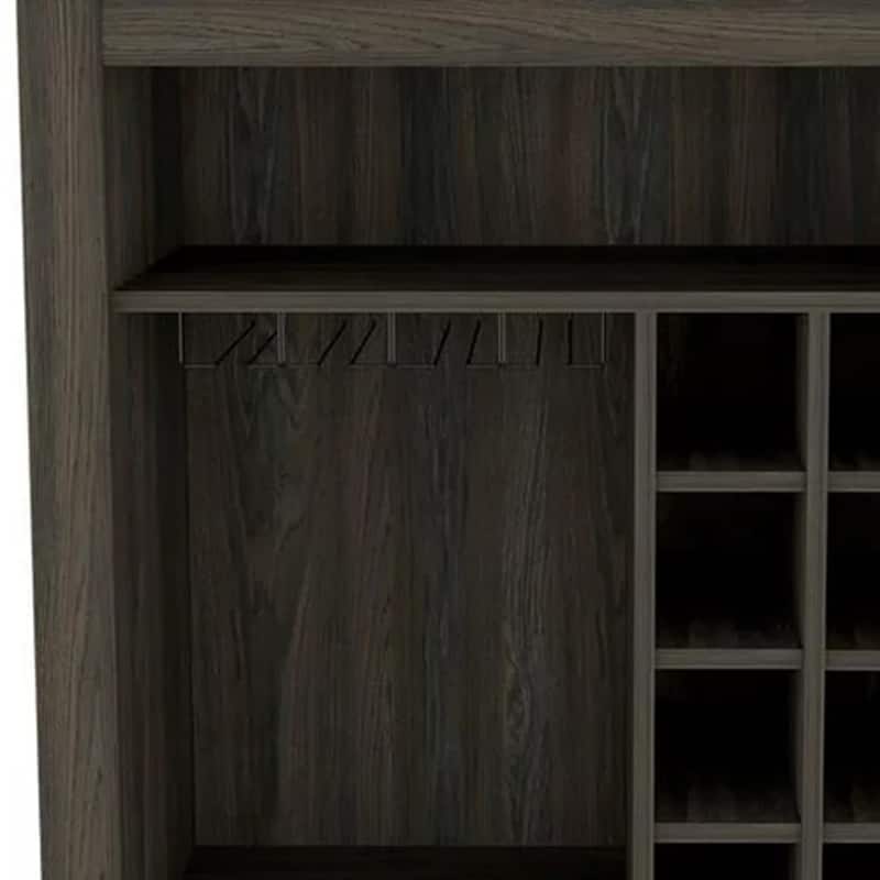 Wood Bar Cart with Wine Storage and Shelves and Cabinet - 17.7” D x 32.4” W x 38” H