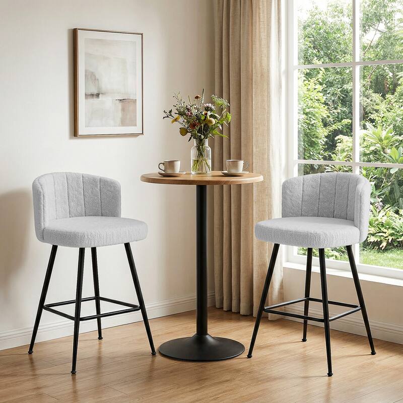 25.2" Upholstered Counter Height Barstools with Back, Modern Chairs Set for Kitchen Island