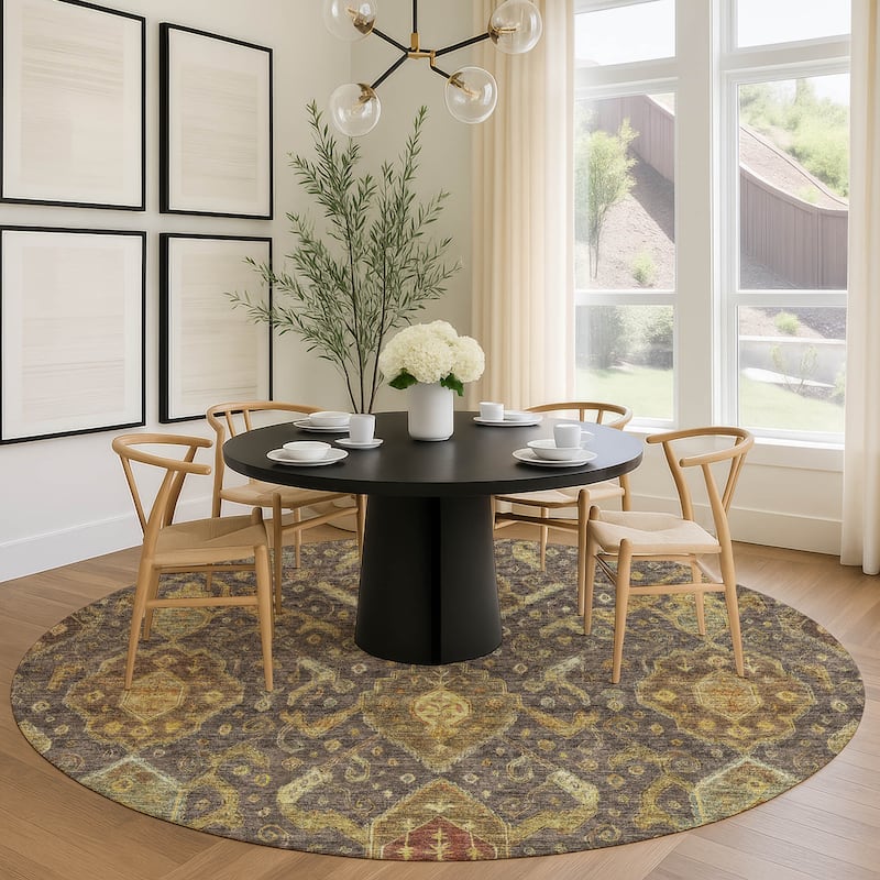 Machine Washable Indoor/ Outdoor Traditional Venetian Chantille Rug
