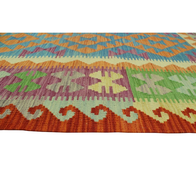 Hand-Woven Sangat Kilim Rickie Rust/Purple Rug - 3'6" x 4'11"