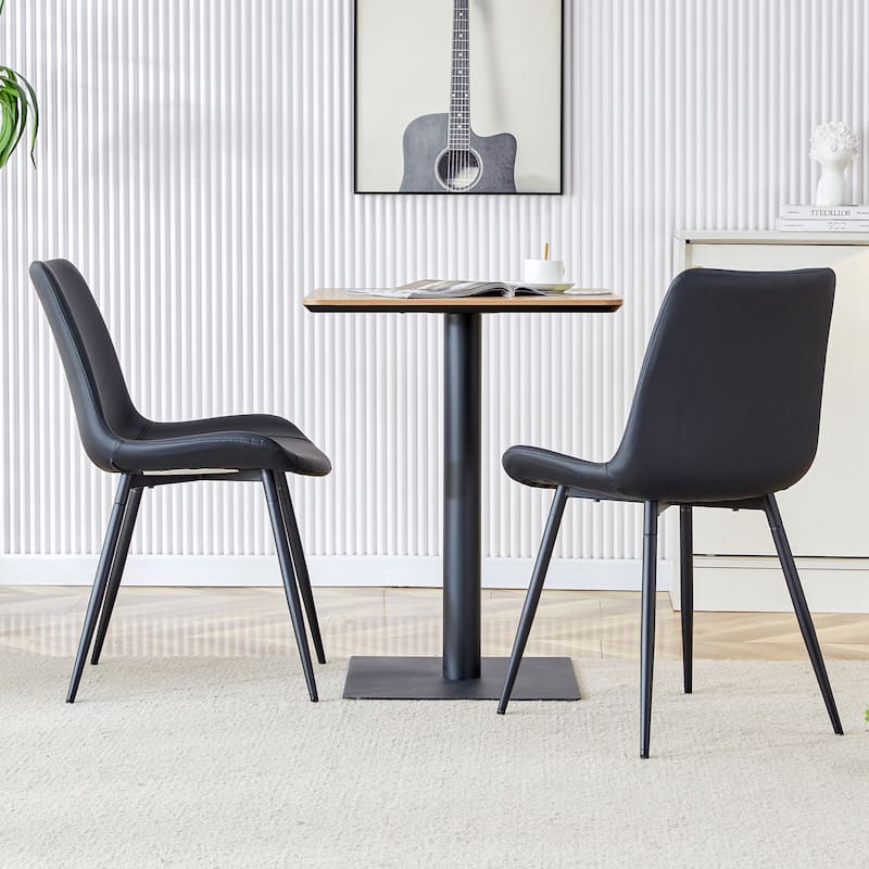 Set of 4 Artificial Leather Backrest Cushion Dining Chair Curved Widened Cushion Design for More Comfort