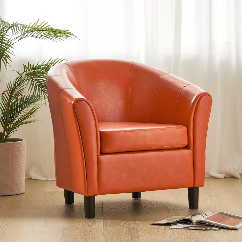 orange leather club chair