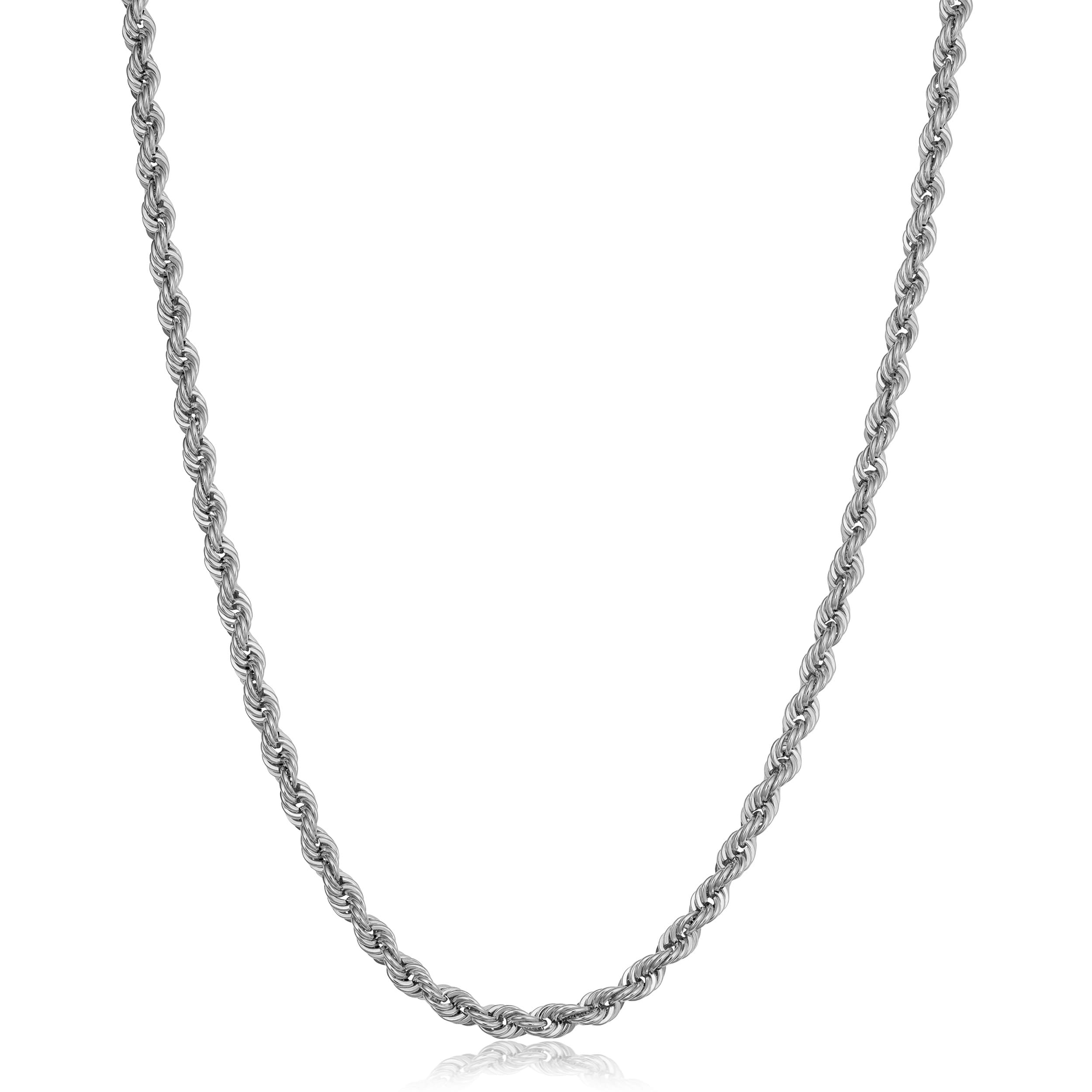 Au Naturale 10k White Gold 3.2 millimeter Rope Chain Necklace for Men and Women