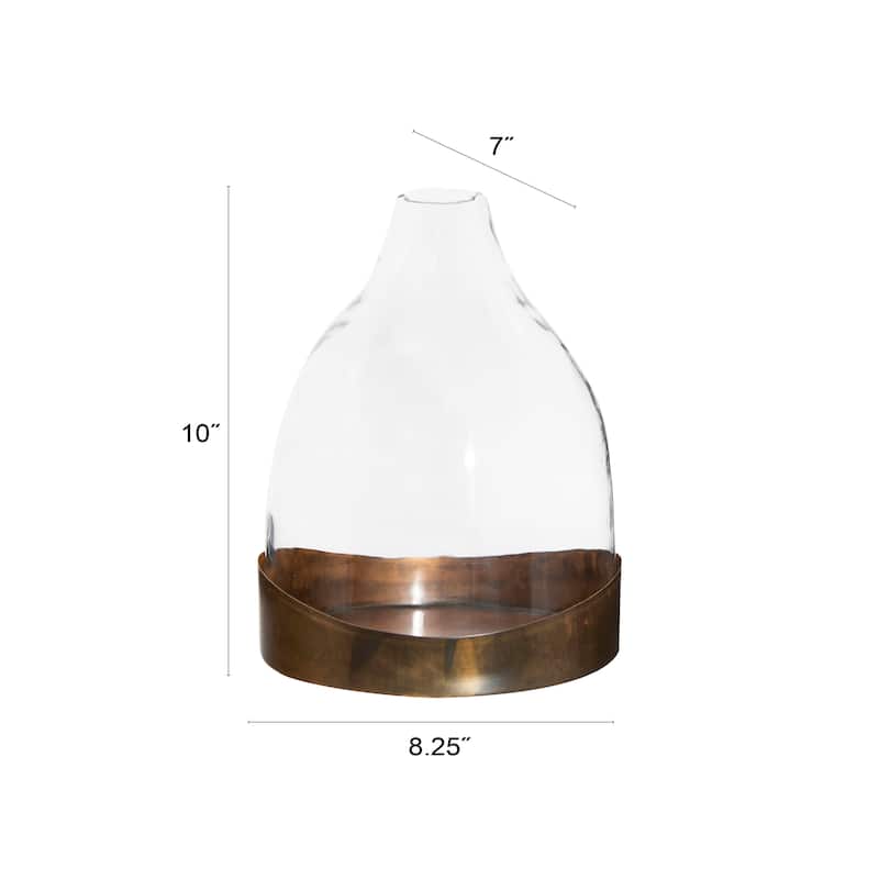 Decorative Glass Cloche with Metal Tray