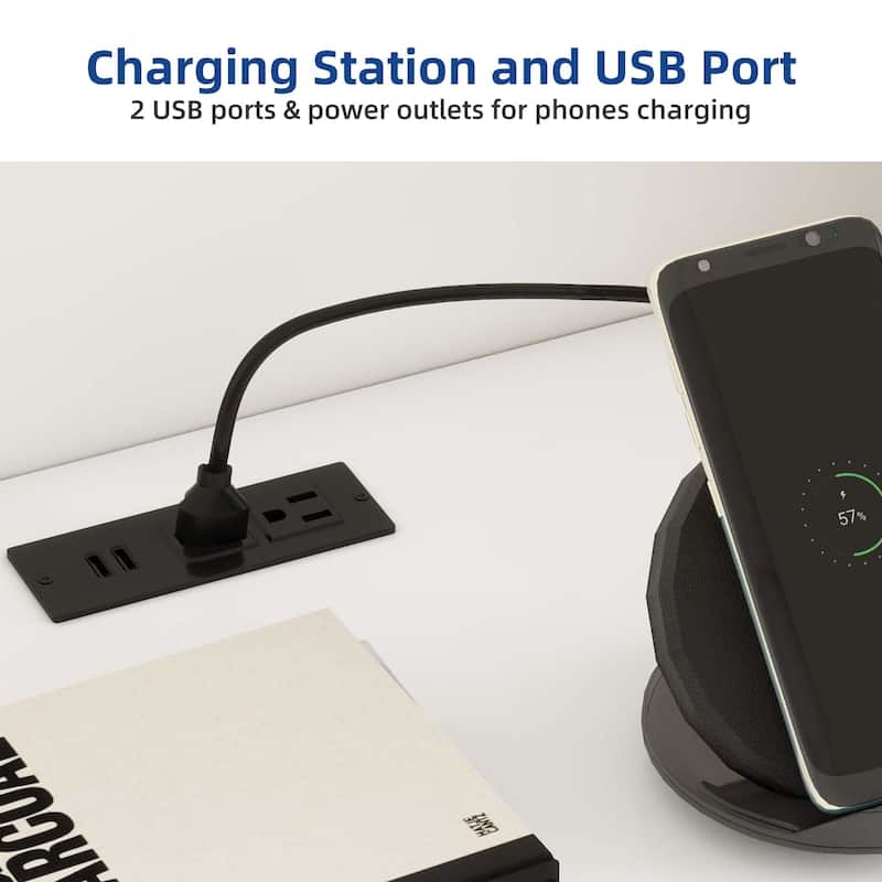 Moasis Modern Set of 2 Nightstands with Charging Station & USB Ports Bedside Bed Tables