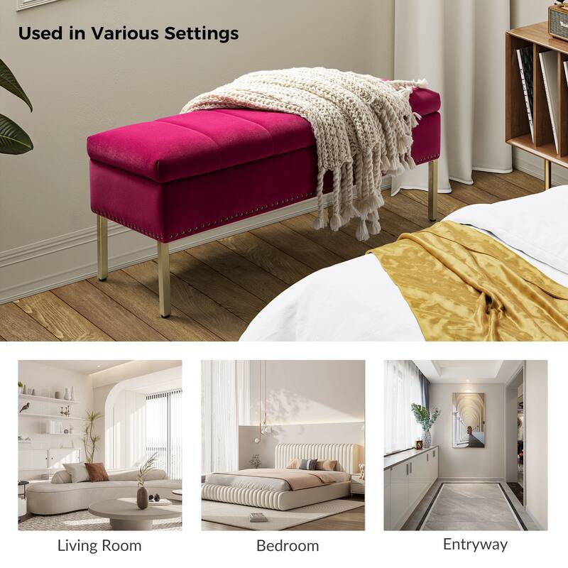 Egmont Contemporary Velvet Flip-Top Storage Bench by HULALA HOME