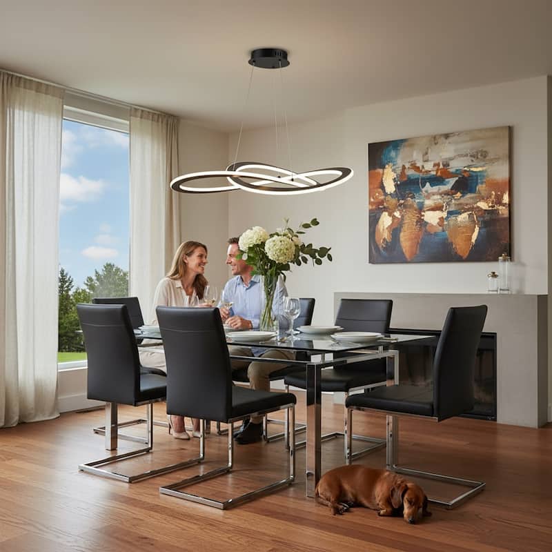 Artcraft Wave - LED Chandelier - Black - 32"D x 32"W x 4.6"H - 60W