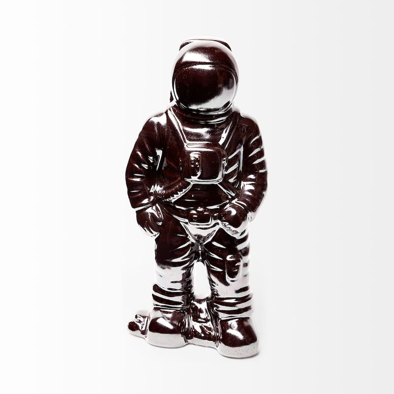 Over the Moon Silverplated Astronaut Sculpture - 4"W x 4"D x 10"H