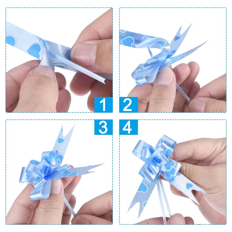 100Pcs 3.3inch Pull Bows Ribbon Gift Wrapping Pull Bow Heart Pattern