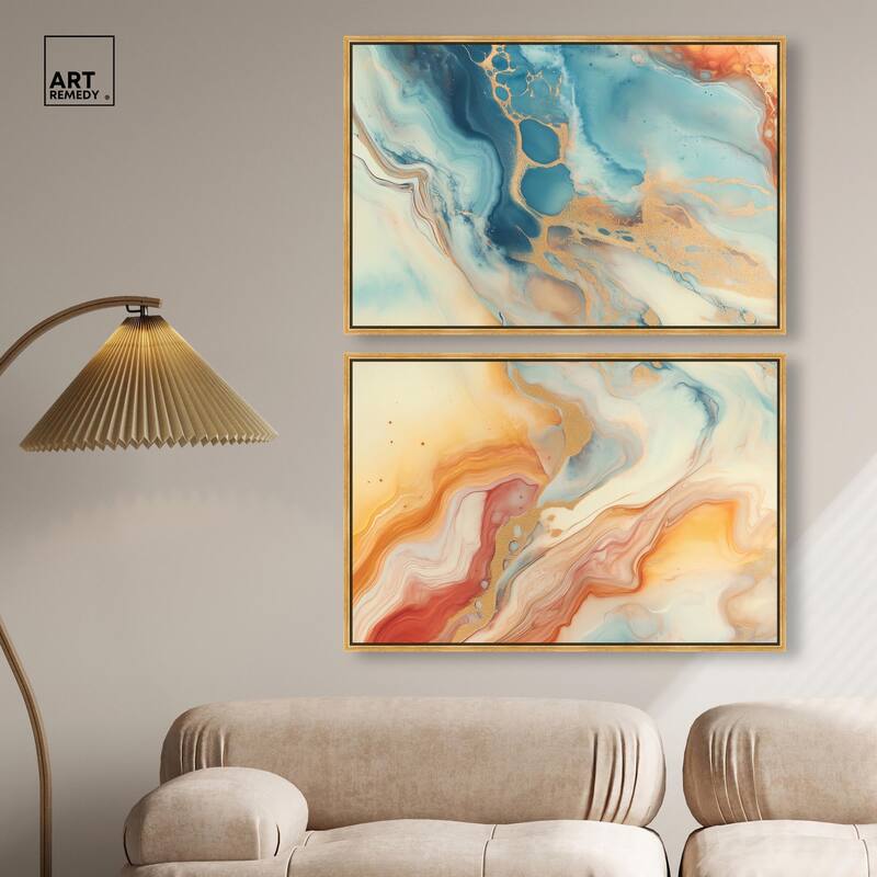 Marbled Sunrise I Canvas Set of 2 by Art Remedy
