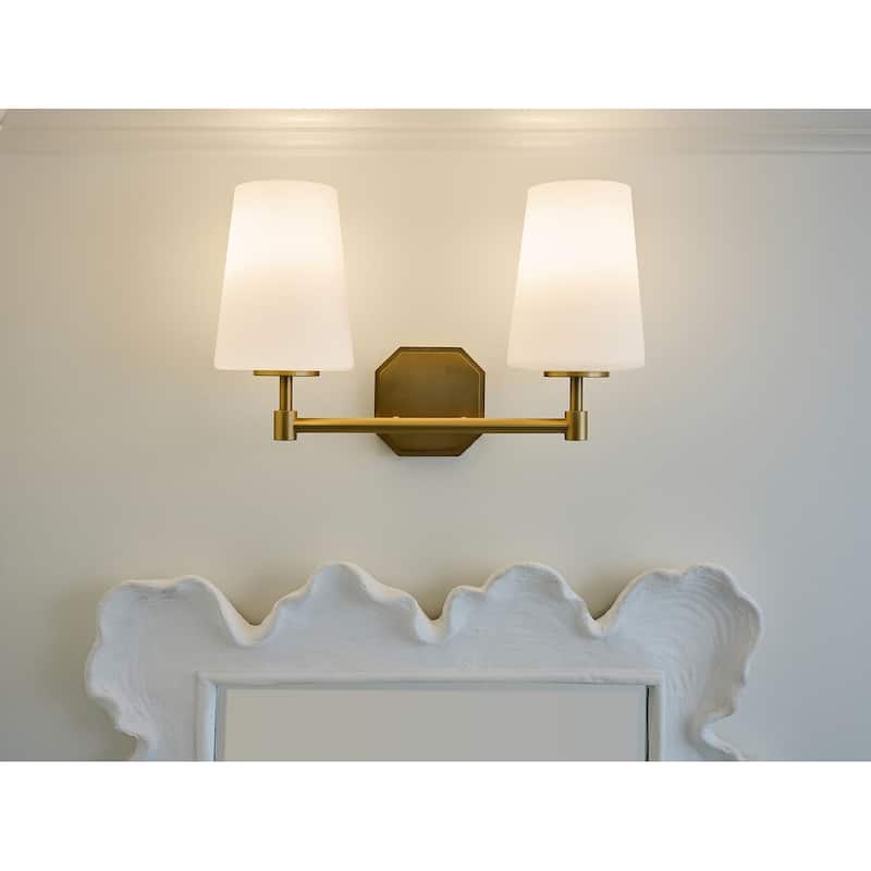Hunter Nolita Vanity Wall Light - Bathroom - Contemporary, Transitional - White Glass Shades - Damp Rated!