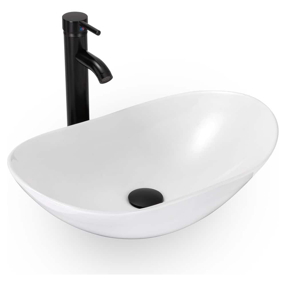 Eclife Modern Bathroom Sink Tempered Glass & Ceramic Artisan Basin for Vanity