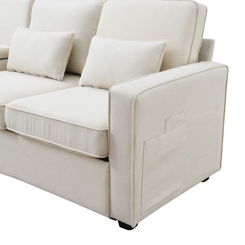 104" Linen Fabric Sectional Sofa Minimalist Style Couch for Living Room