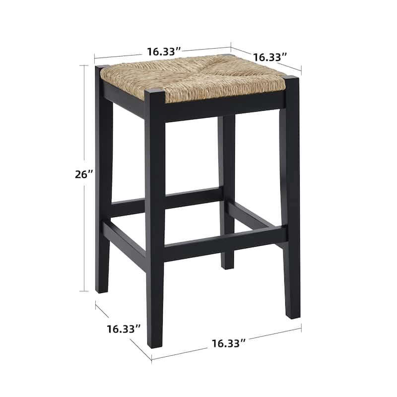 Bohemian 26" H Natural Weave Seagrass Rattan Backless Counter Stools