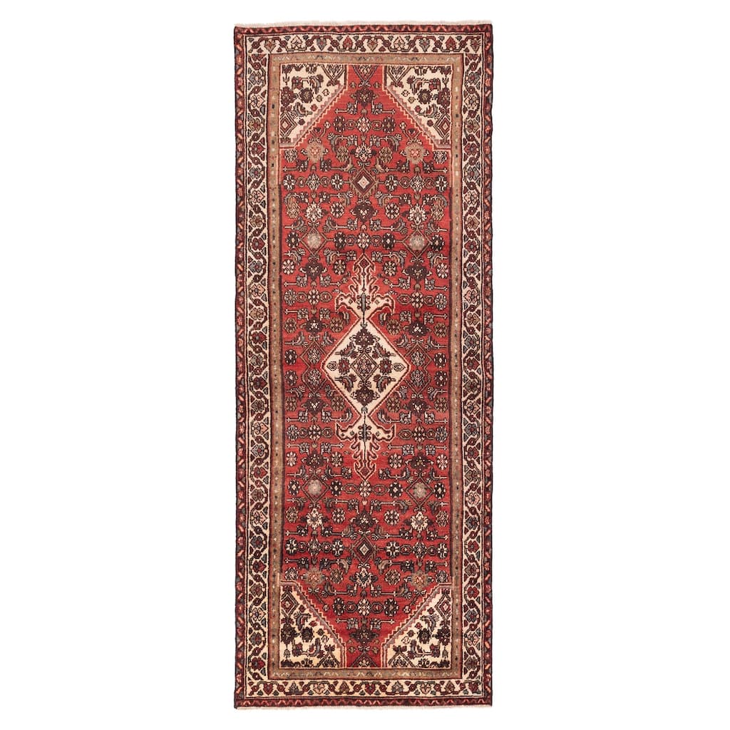 ECARPETGALLERY Hand-knotted Andelz Red Wool Rug - 3'5 x 9'5