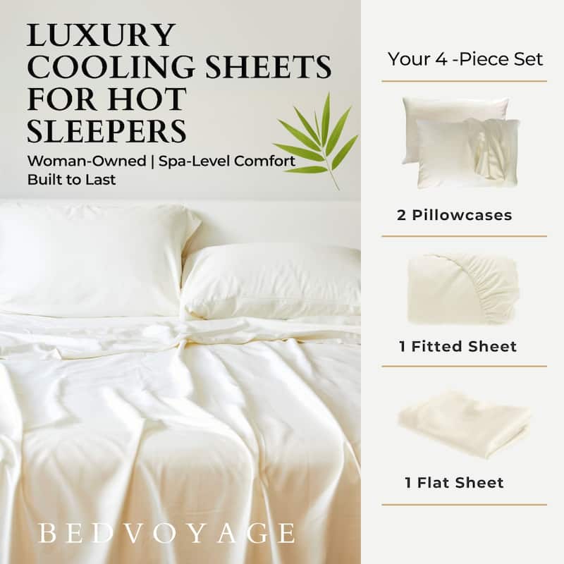 BedVoyage 100% viscose from Bamboo Bed Sheet Set, Split King - White