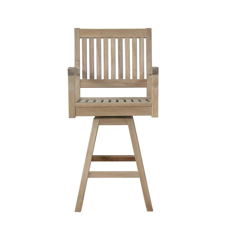 Swivel Bar Armchair with Comfortable Teak Frame, Indoor Outdoor Versatile Design, Stylish Accent Seating for Home Bar