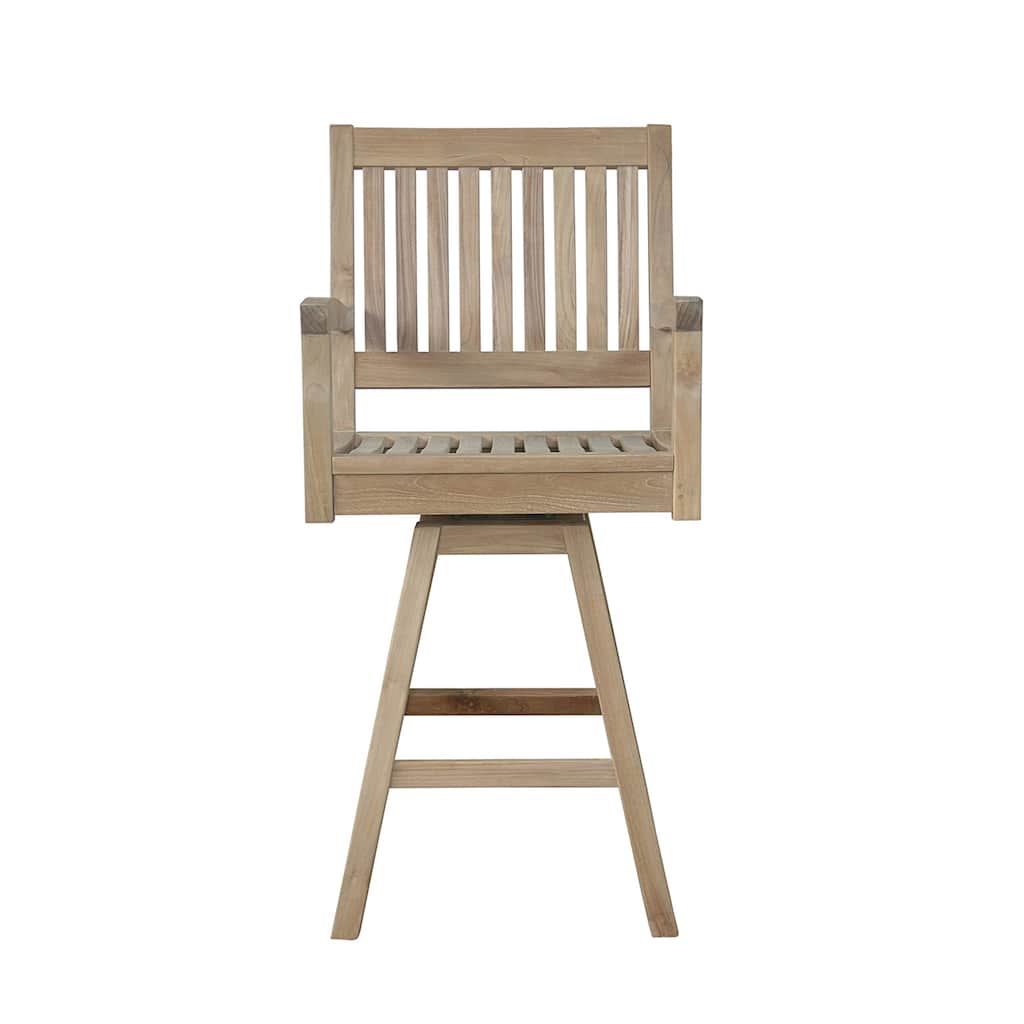 Swivel Bar Armchair with Comfortable Teak Frame, Indoor Outdoor Versatile Design, Stylish Accent Seating for Home Bar