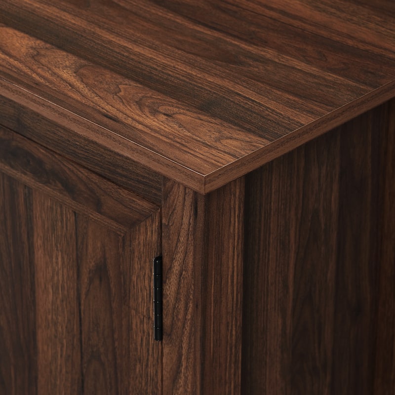 Dark Walnut Modern Farmhouse TV Stand with Grooved Doors and Adjustable Shelves for TVs up to 85 Inches