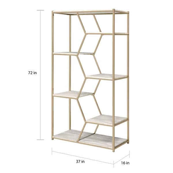 Furniture of America Marion 72-inch Glam Metal Gold-Tone Bookcase