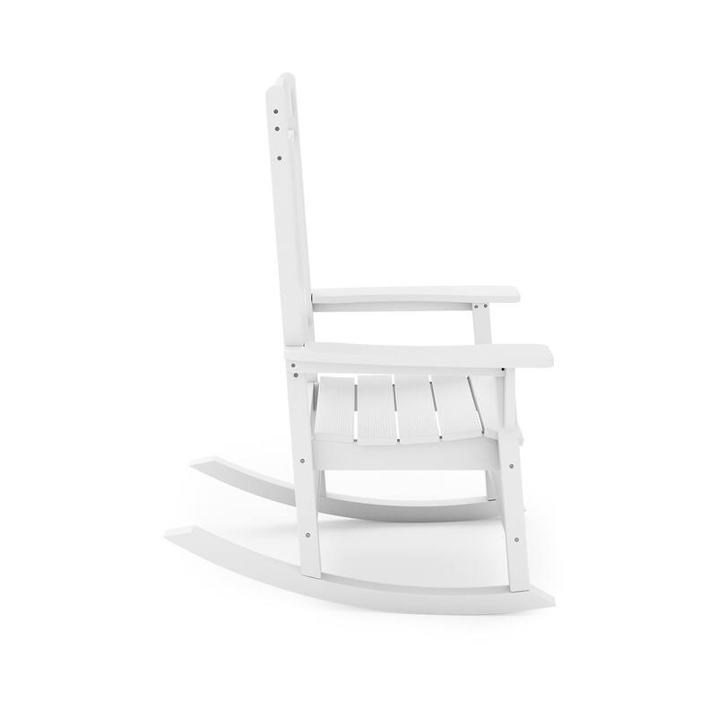 Pecan Traditional Porch Rocker - Classic Hdpe Poly Lumber For Porch (Excluding the table)