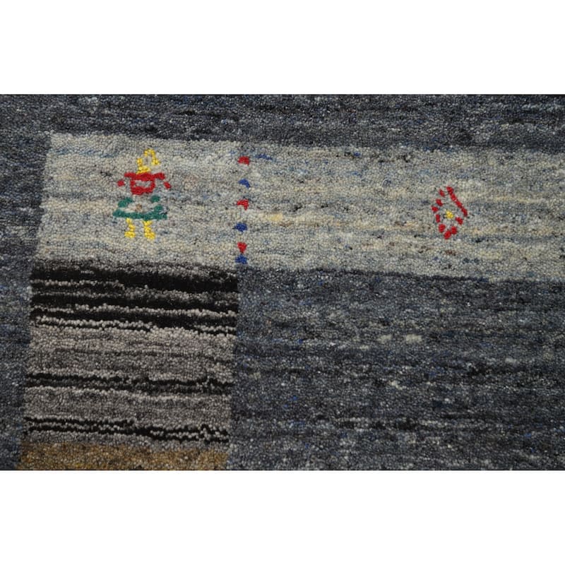 Hand Knotted Oriental 100% Wool Carpet Tribal Tribal Greys & Charcoal Gabbeh Area Rug - 6' 9'' X 4' 8''