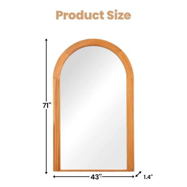 43 in. W x 71 in. H Arched Solid Wood Framed Floor Mirror - 71"x43"