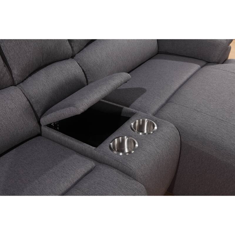 Abbyson Living Fletcher 6 PC Fabric Reclining Sectional, Gray