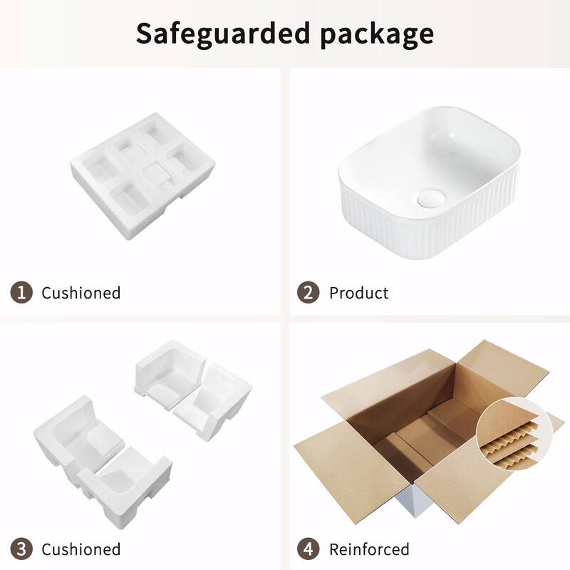 Bathroom Vessel Sink - Rectangle Basin Above Counter, White Stone Resin Small Vanity Sink
