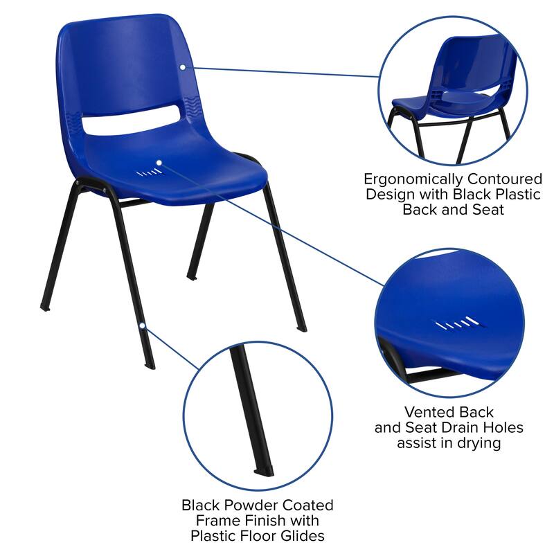 5 Pack 440 lb. Capacity Kid's Ergonomic Shell Stack Chair - 19.25"D x 15.25"W x 24.5"H